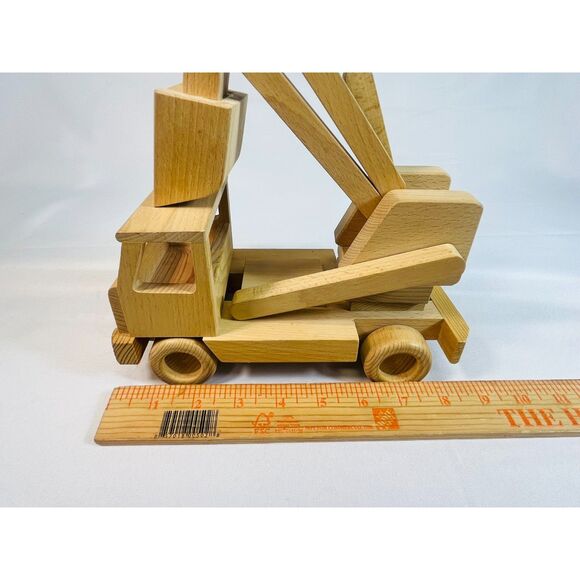 K&K Wooden Toys Crane Digger Handcrafted Wooden Construction Toy - Picture 5 of 8